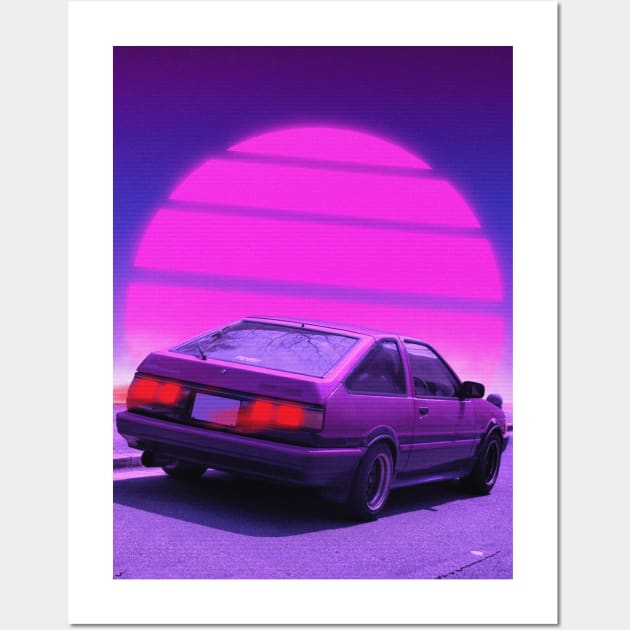 Ae86 Initial D 80s Wall Art by mrcatguys